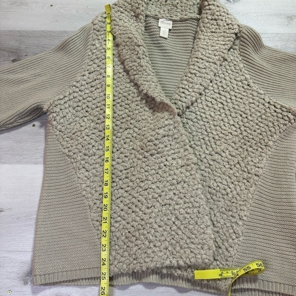 Chico's Oatmeal Popcorn Knit Open Front Wool Blend Cardigan Size 3 (XL/16) - Picture 10 of 11